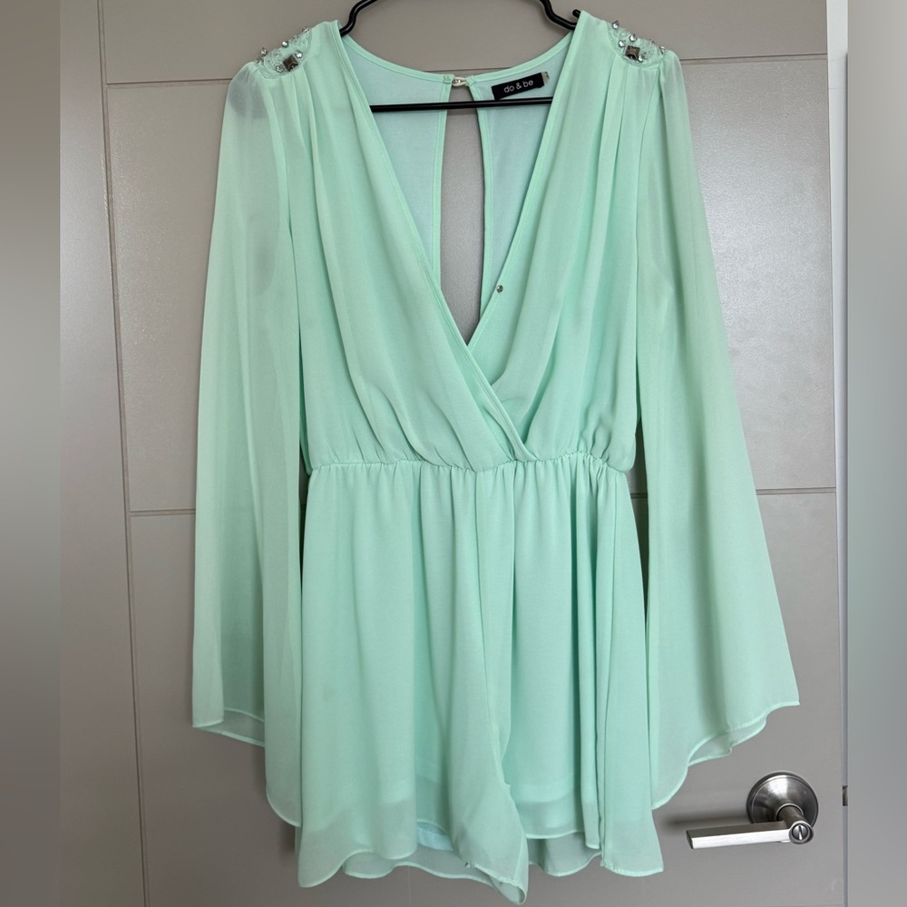 DO+BE Mint Romper with Beaded Accents